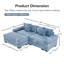 Canapé modulaire bleu en velours côtelé avec méridienne, causeuse 2 places confortable-481202342