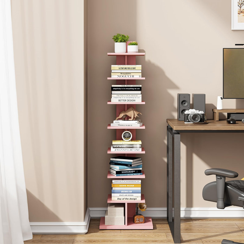 Bibliothèque verticale étroite à 8 niveaux, Pink
