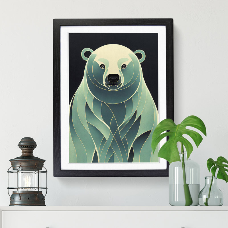 Polar Bear Art Nouveau - Framed Print, Walnut