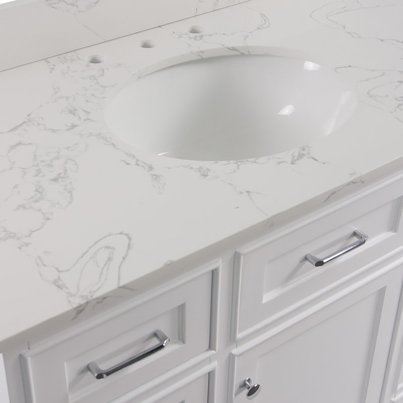 Ensemble de meuble-lavabo simple 42 po Ronnie, Blanc, Marbre d'ingénierie