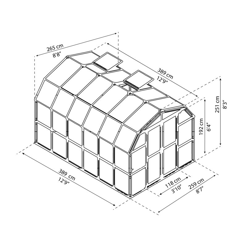 Palram - Canopia Prestige 2 Twin Wall 8' W Greenhouse with Starter Kit, 12.76' D