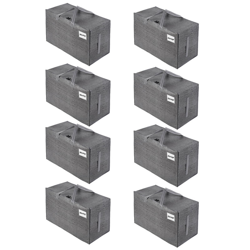Moving And Storage Bags, Heavy Duty, Alternative To Moving Boxes, Large Packing Totes Supplies For College Dorm Room With Zipper For Clothes, Wide Open Design (/8 PCS)