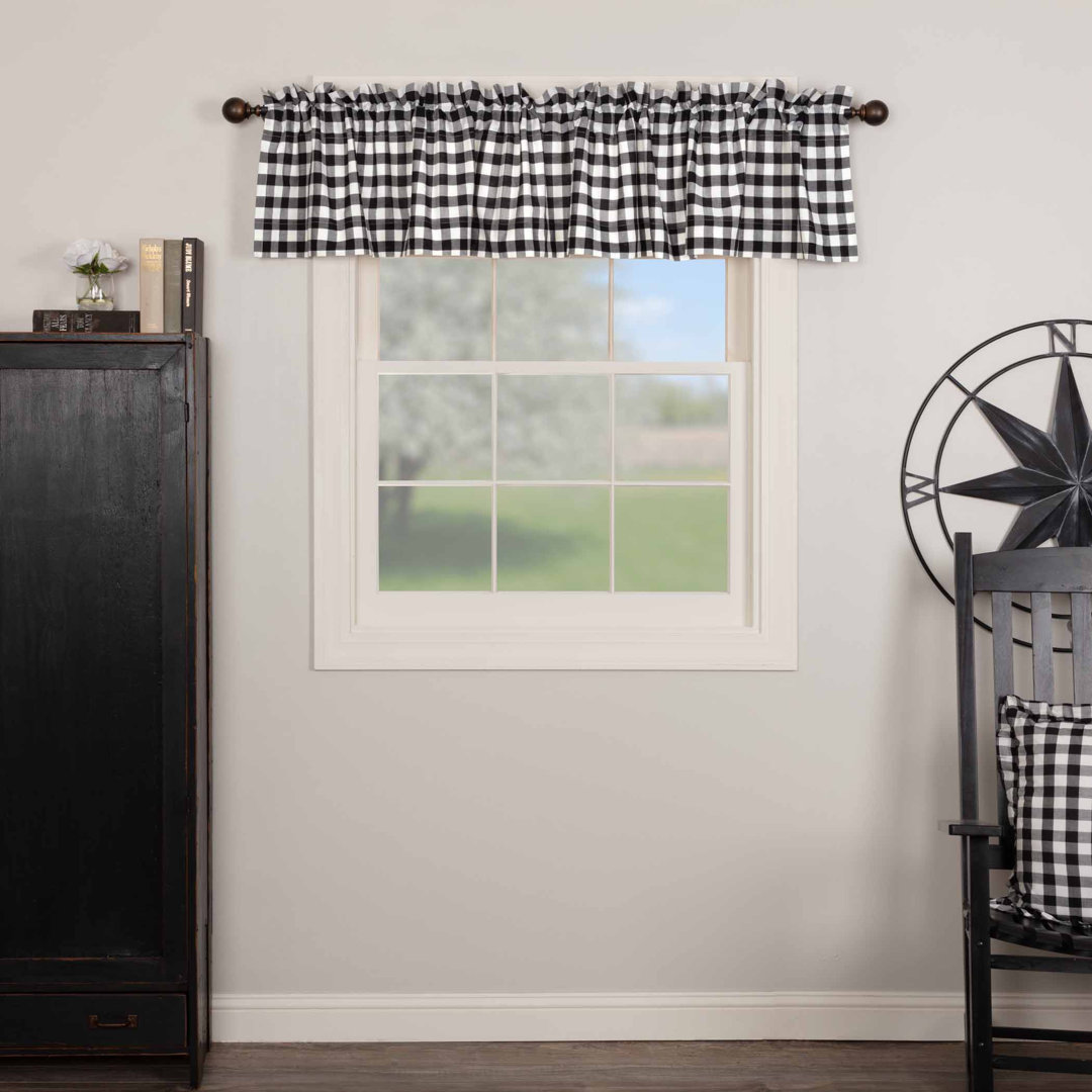 Annie Buffalo Check Plaid Cotton Tailored Window Valance VHC Brands Color: Country Black/Antique White Size: 90" W x 16" L