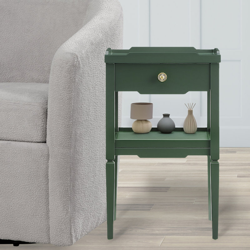 Table de chevet 1 tiroir Modern Foley, Vert antique