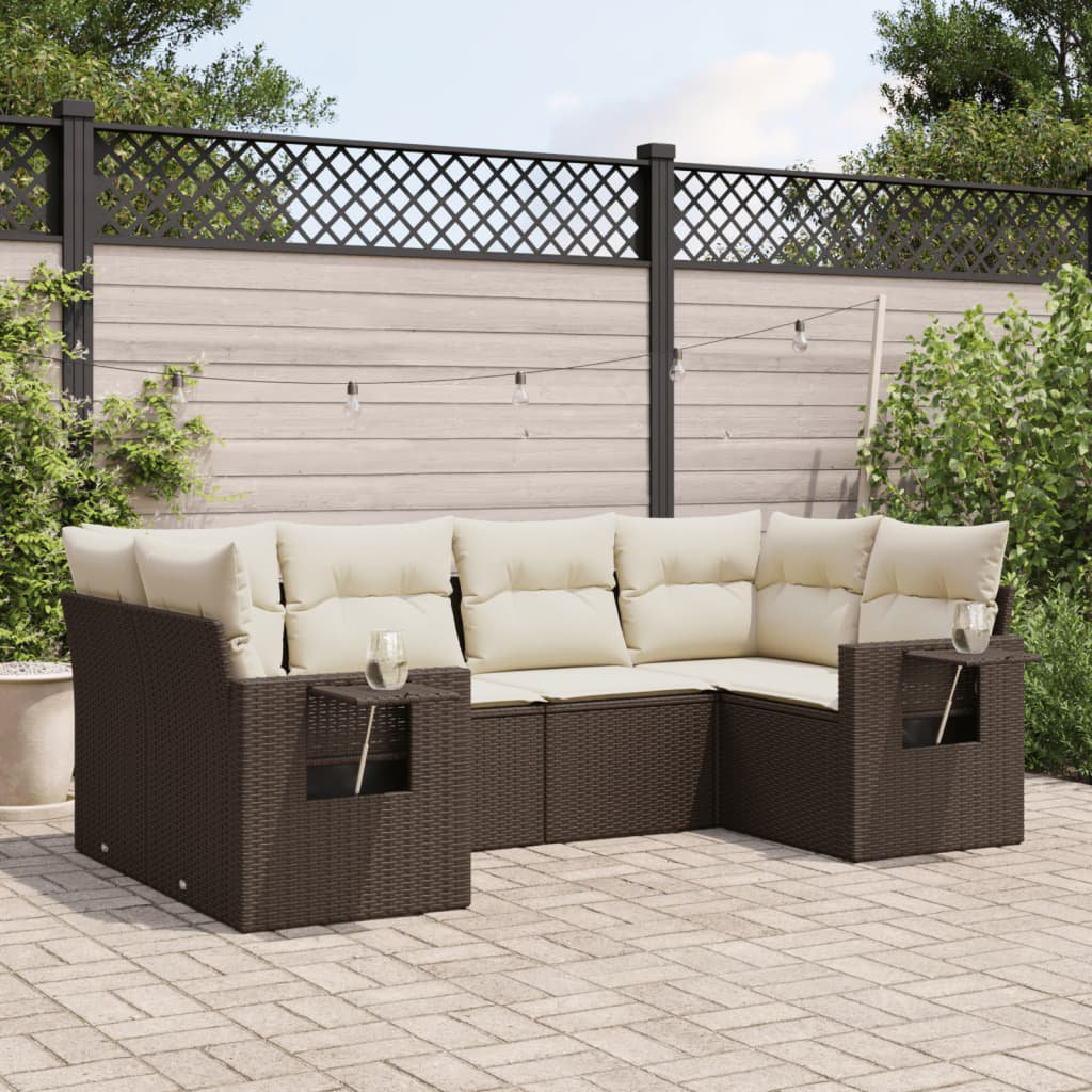 Vidaxl 6-Tlg. Garten-Sofagarnitur aus Polyrattan mit Kissen