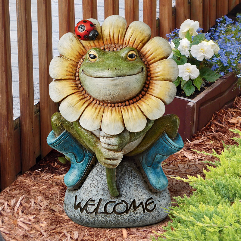 Statue fleurie grenouille amusante