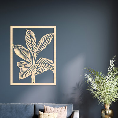 Rectangle Wall Art of Detailed Plant - Natural Baltic Birch