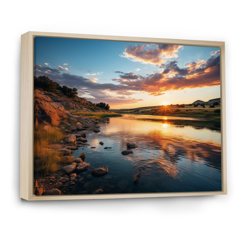 Texas Sunset Ultra-Wide Angle Landscape III - Landscapes Canvas Art Print, H 16 po x l 32 po x P 1 po, Cadre naturel flottant