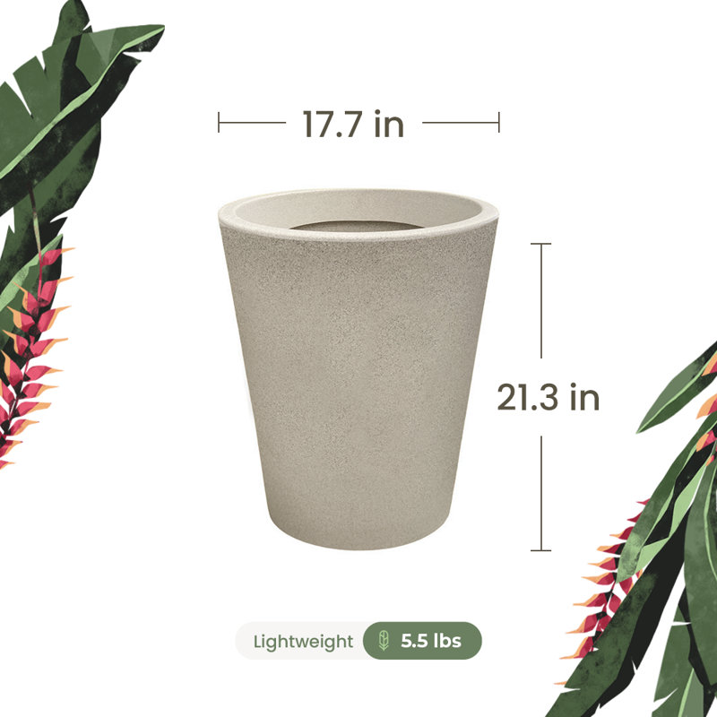 Ebern Designs Eco-friendly Round Pot Planter, Cozumel. Indoor/outdoor Use, Four Season Use, Sand, 21.3" H x 17.7" W x 17.7" D