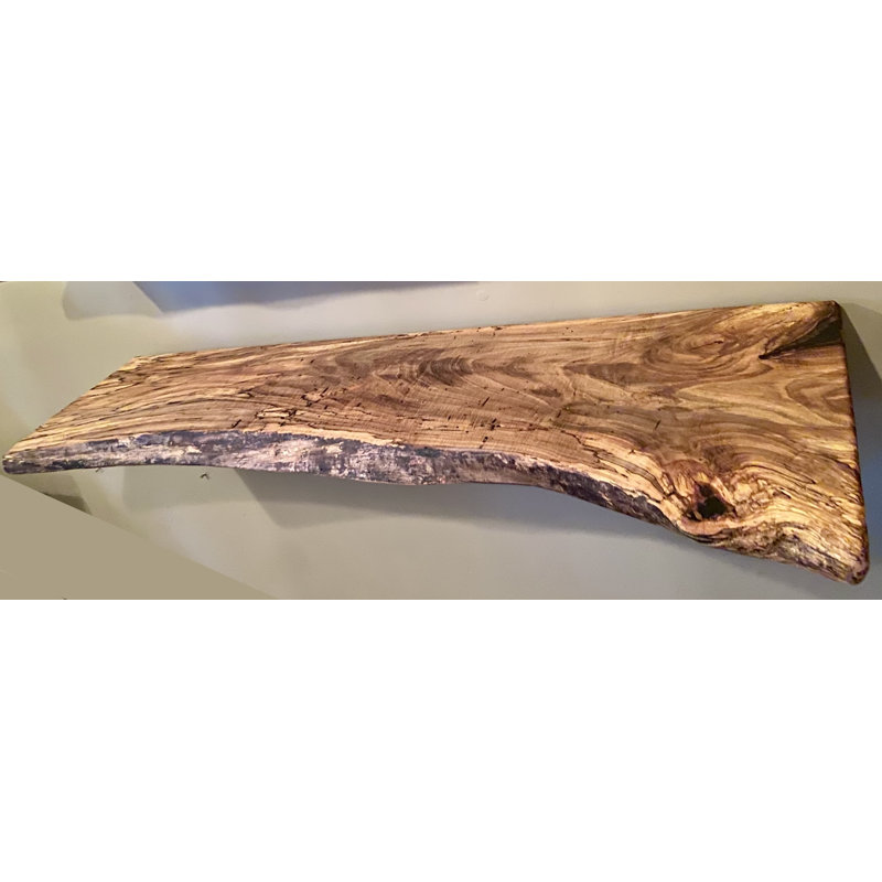 Incredible Live Edge Spalted Maple Wood Floating Shelf w/Exceptional Grain Patterns and Shape