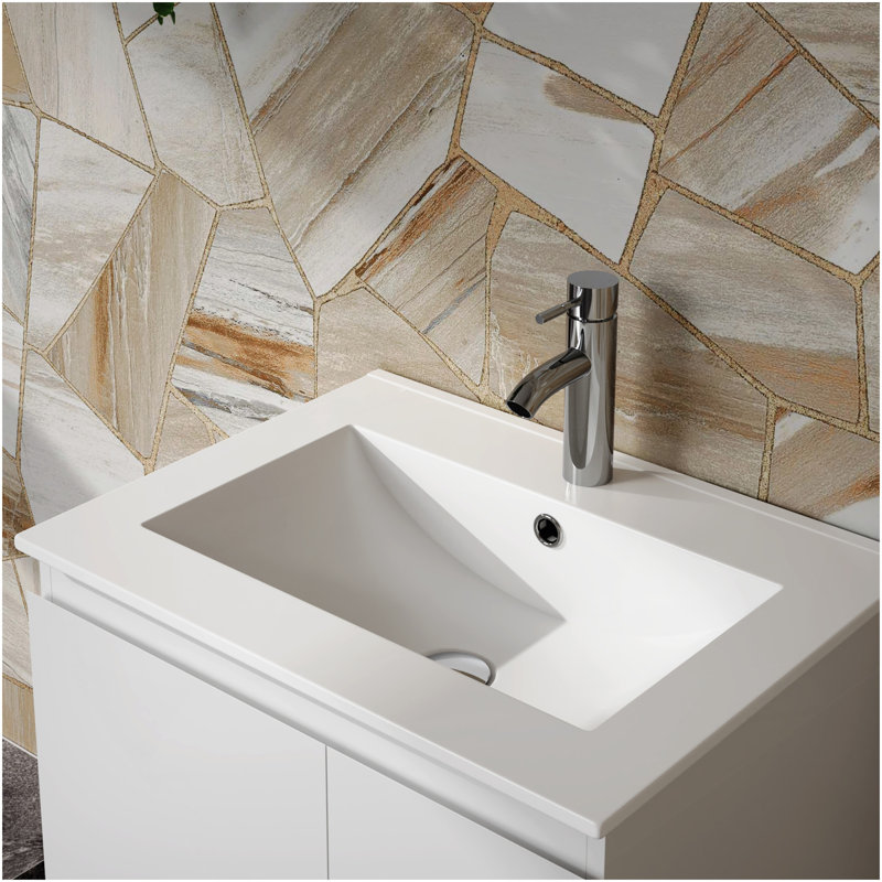 Lavabo encastré en céramique pour salle de bain Goodyo, 24 po, blanc