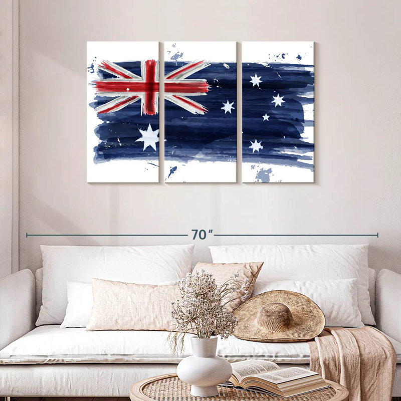 Borges Painted Australian Flag, 28" H x 45" W