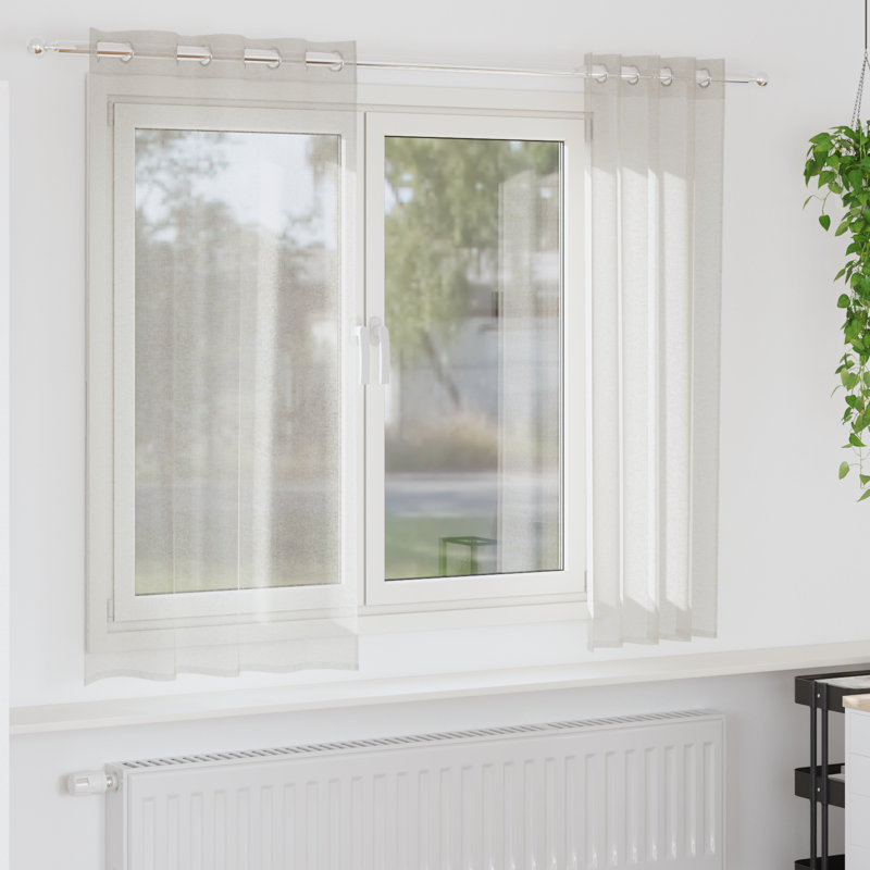Curtains With Curtains 2 Pcs Polyester, 175cm Width x 140cm Drop, Cream