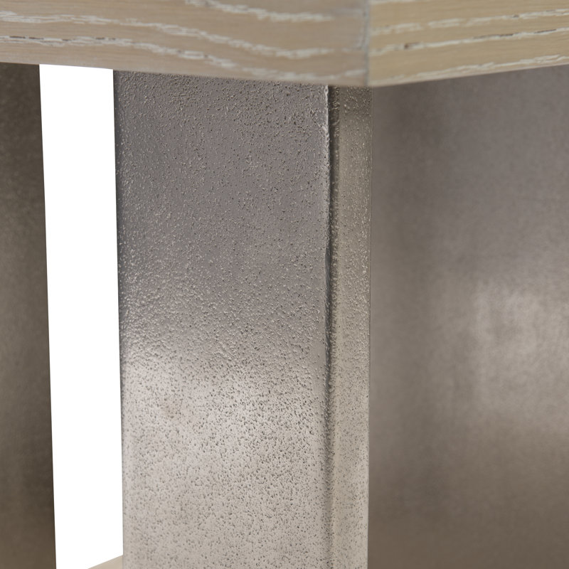 Dune Finish Square End Table with Cast Aluminum Accents