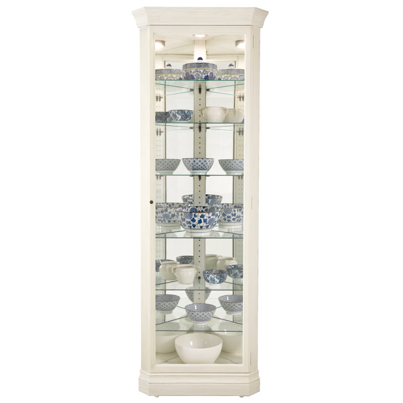 Delia Solid Wood Lighted Curio Cabinet, White