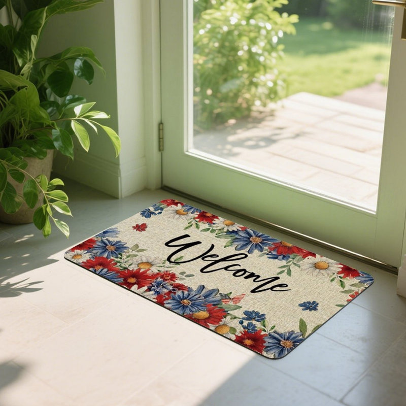Tapis multicolore à motif de marguerites patriotiques 24 x 36 po, pour l'intérieur et l'extérieur