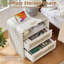 Ensemble de commode et de table de chevet incurvée Boho, commode à 6 tiroirs en rotin et table de chevet à 2 tiroirs avec station de charge-134073837