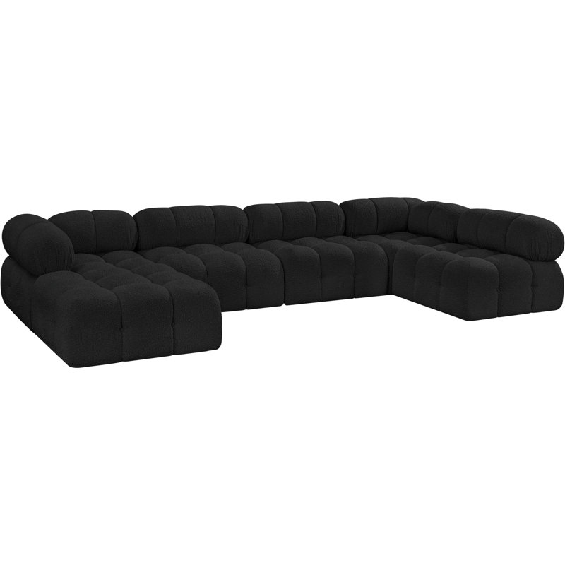 Canapé modulaire Ames 136 po Ames, Tissu bouclé noir