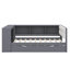 Lit plateforme en bois avec tablettes de rangement intégrées, lit gigogne escamotable, port de chargement USB et tête de lit tapissier-657547528-657547530