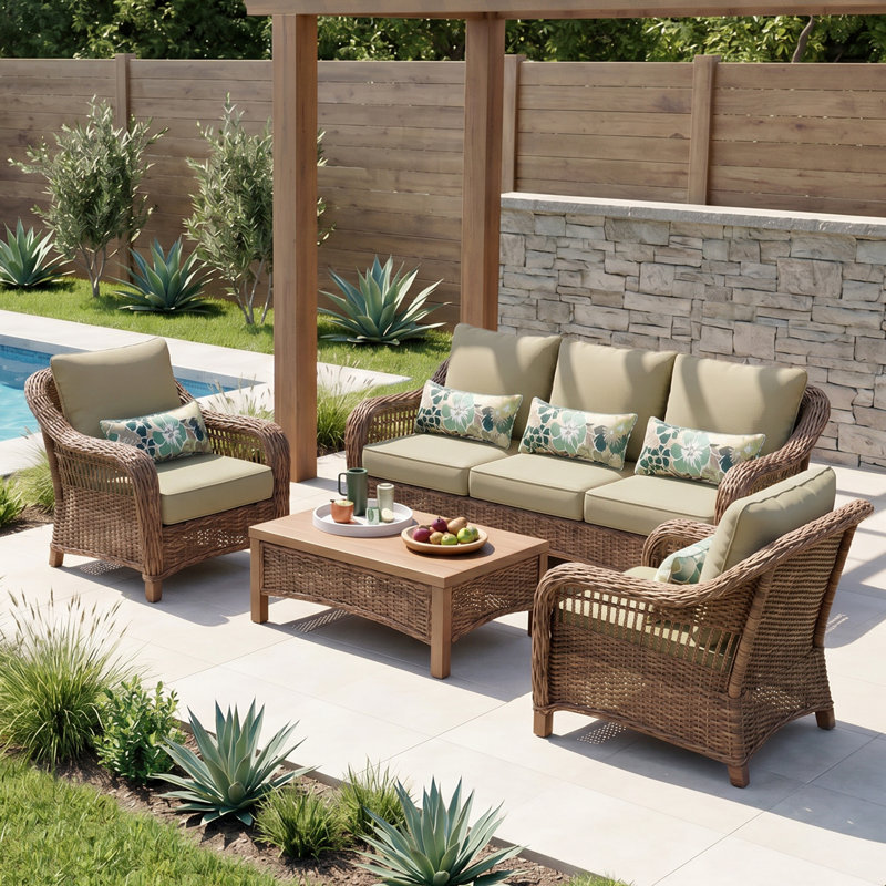 Outdoor Deep Seat Chair Cushion Set, 22" W x 24" D, Khaki