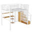 Lit mezzanine double en métal avec garde-robe, bureau, tablettes de rangement, blanc