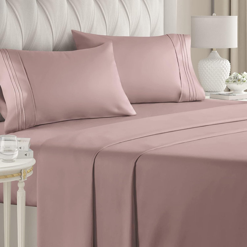 Queen Size Mauve Deep Pocket Microfiber Sheet Set
