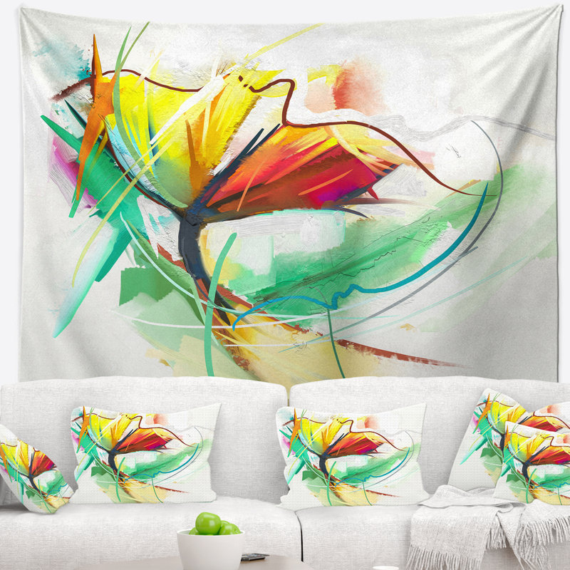 Polyester toujours à vie de tapisserie fleur avec accessoires suspendus inclus, H 50 po x l 60 po