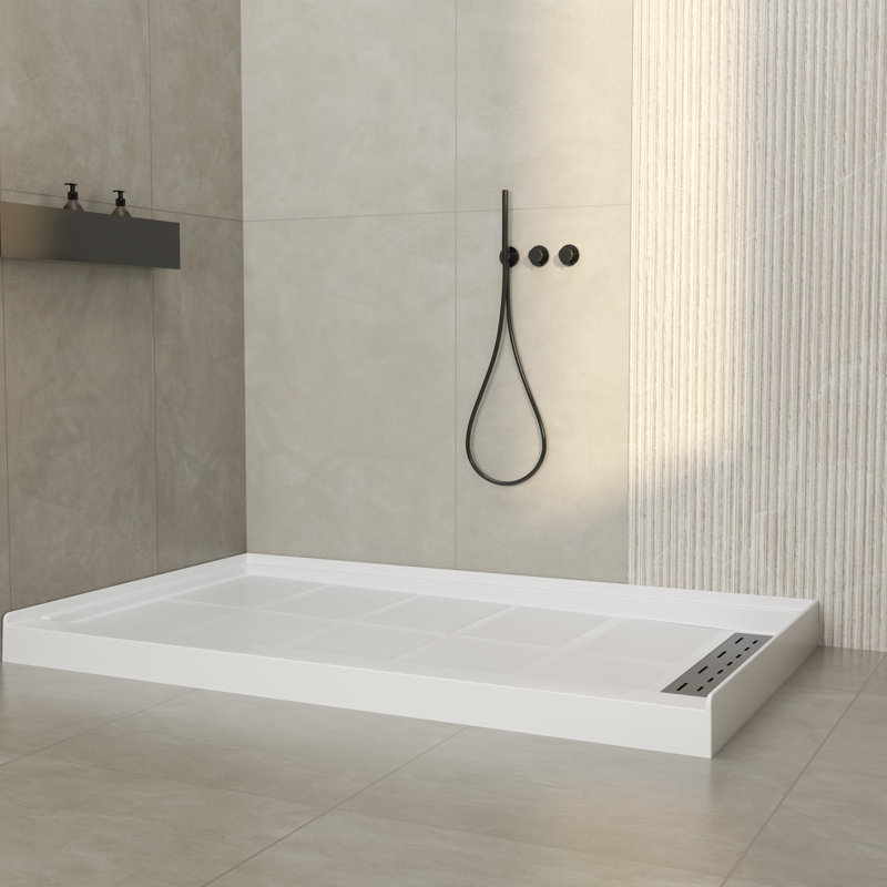 60" W X 36" D Rectangular Single Threshold Shower Base, Right
