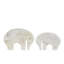Rumy Marble Rounded Abstract Elephant Decorative White Sculpture with Gray Marble Veins and Cutouts Set