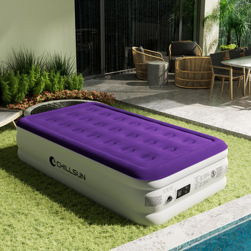 CHILLSUN 18 inch Double-High Air Mattresses with Built-in Pump, Queen