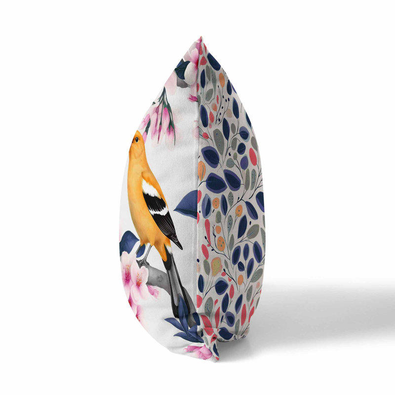 Coussin réversible Goldfinch Haven, Rose / orange / bleu marine, H 18 po x l 18 po