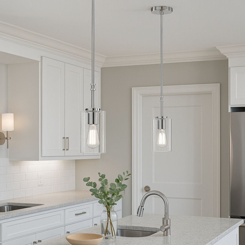 Wexton 1-Light 5” Wide Pendant, Brushed Nickel, Clear