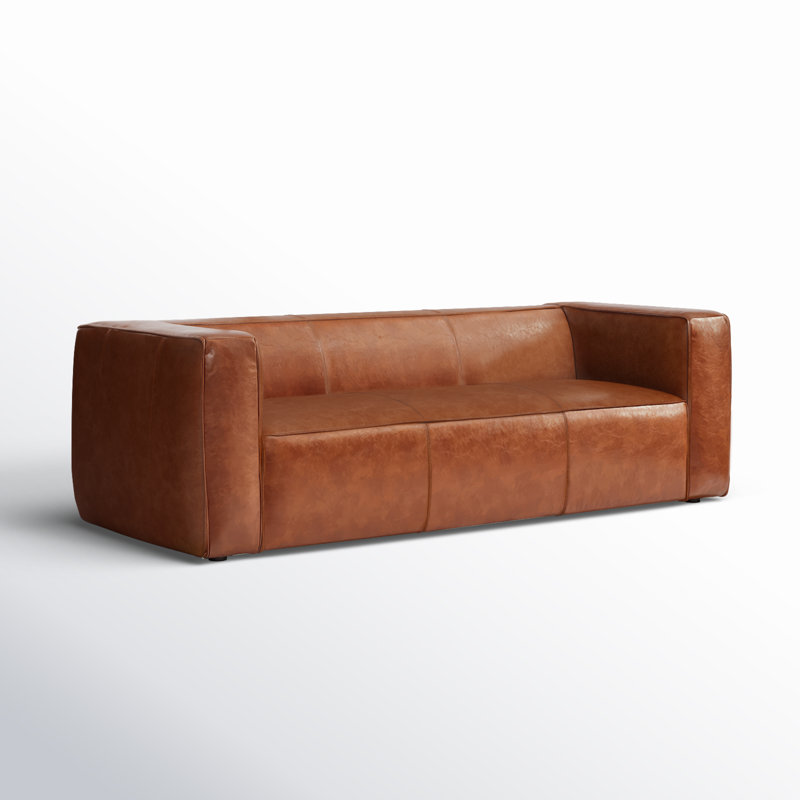 Jenkintown 88" Genuine Leather Tuxedo Arm Sofa