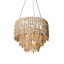 Round Wood Disk Chandelier w/ Recycled Glass Disks-612204459