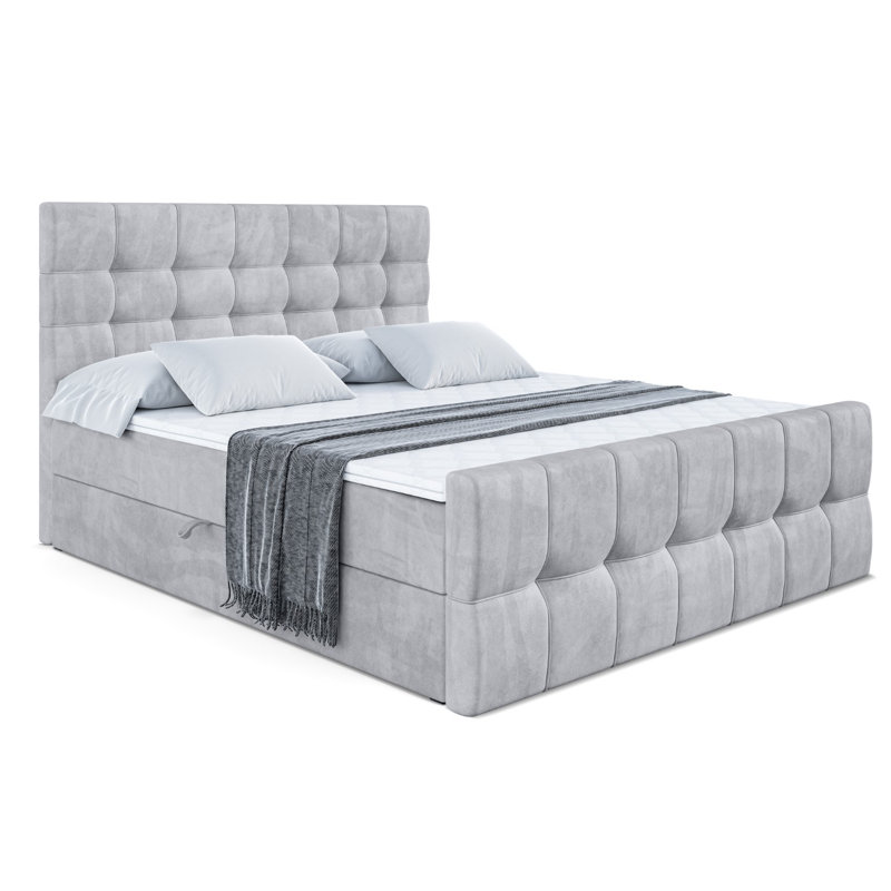 Rouven Divan Bed Set, 120 x 200cm, Light Grey