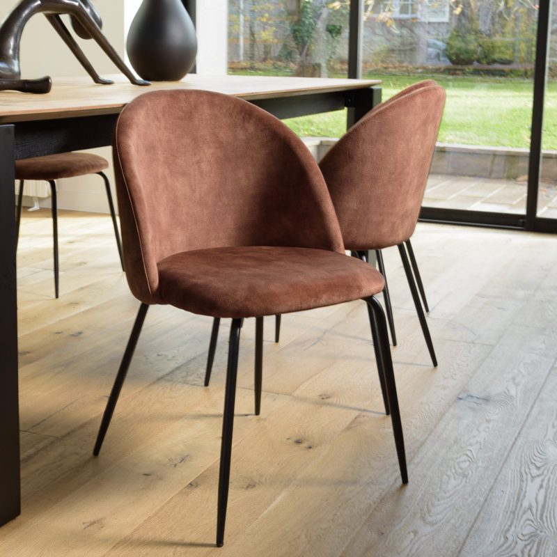 Luanna 47cm H Velvet Upholstered Side Chair, Brown