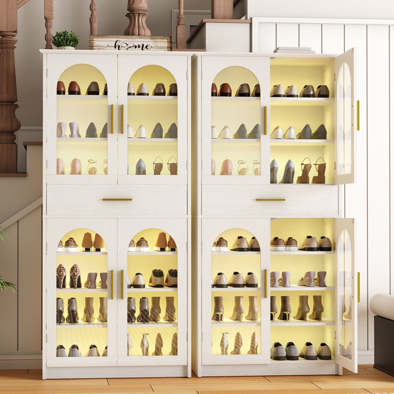  Armoire de rangement pour chaussures avec bande lumineuse DEL