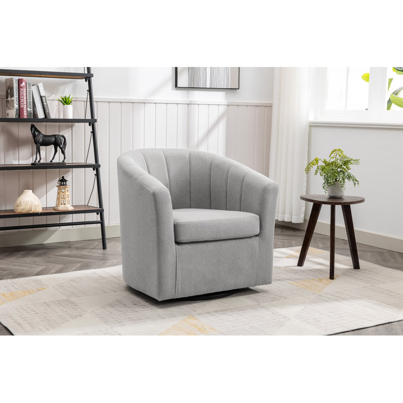 Fauteuil demi-tonneau pivotant en tissu Arleyne, Mélange de polyester gris