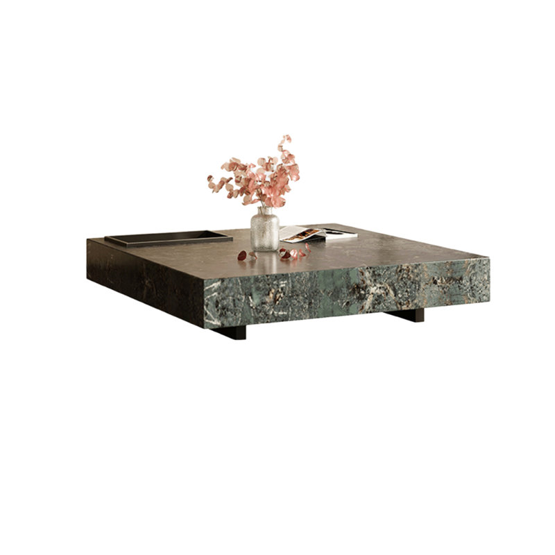 Modern Sintered Stone Coffee Table, 11.41" H x 39.37" L x 39.37" W