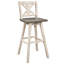 2 chaises en bois massif gris et blanc patiné de hauteur pub avec pivot de 360 degrés pour un coin repas de 2 chaises, et blanc-633084942-633084940