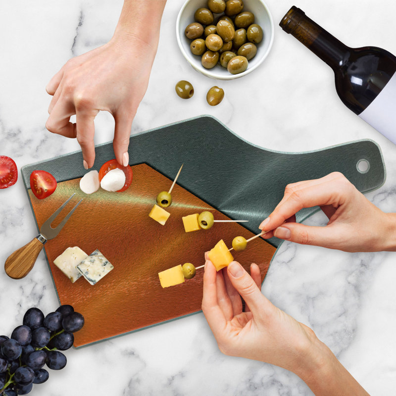 Orange and Gray Rectangular Tempered Glass Cutting Board