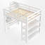 Lit mezzanine avec garde-robe intégré, tablettes, escalier de rangement et lumière DEL, lit blanc pour enfants-794185976
