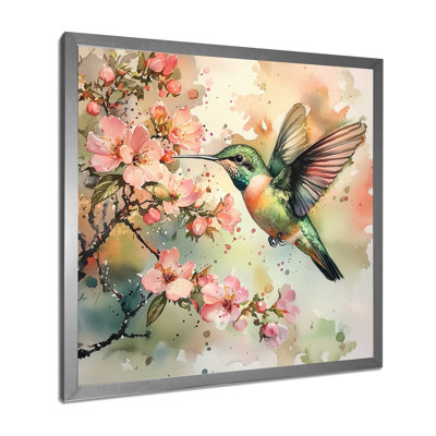 Hummingbird In The Blossoms I - Art mural colibri