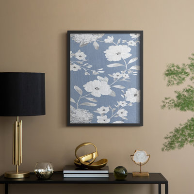 Bleu chinoiserie I, reproduction encadrée - bois massif