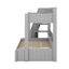 Lit simple superposé au dessus d'un lit double avec escalier de rangement, lit gigogne, tablettes de rangement et port USB-283903869