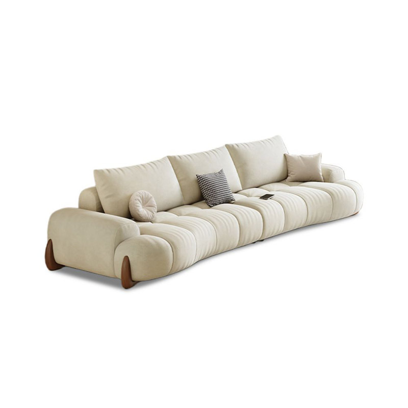 Canapé modulaire en polyester blanc crème, H 34,25 po x l 98,43 po x P 43,31 po, Blanc crémeux