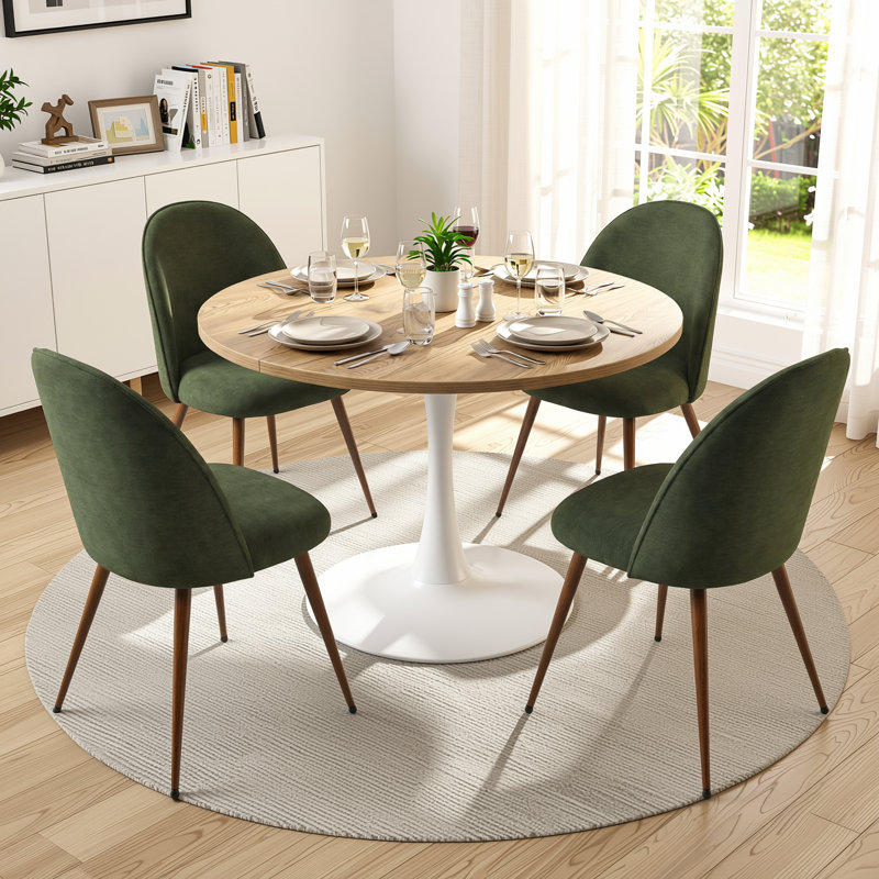 Ensemble de table de salle à manger extensible 5 pièces avec 4 chaises rembourrées, Brun, Green