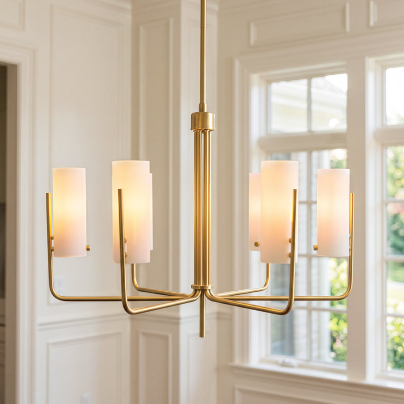 Lustre linéaire moderne en verre 6 lumières Arlo pour salle à manger et cuisine