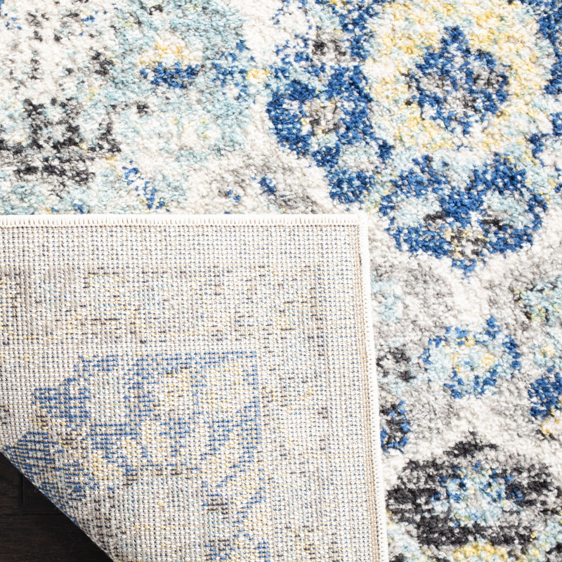 Felty Oriental Ivory/Aqua Area Rug, Rectangle 8' x 10'