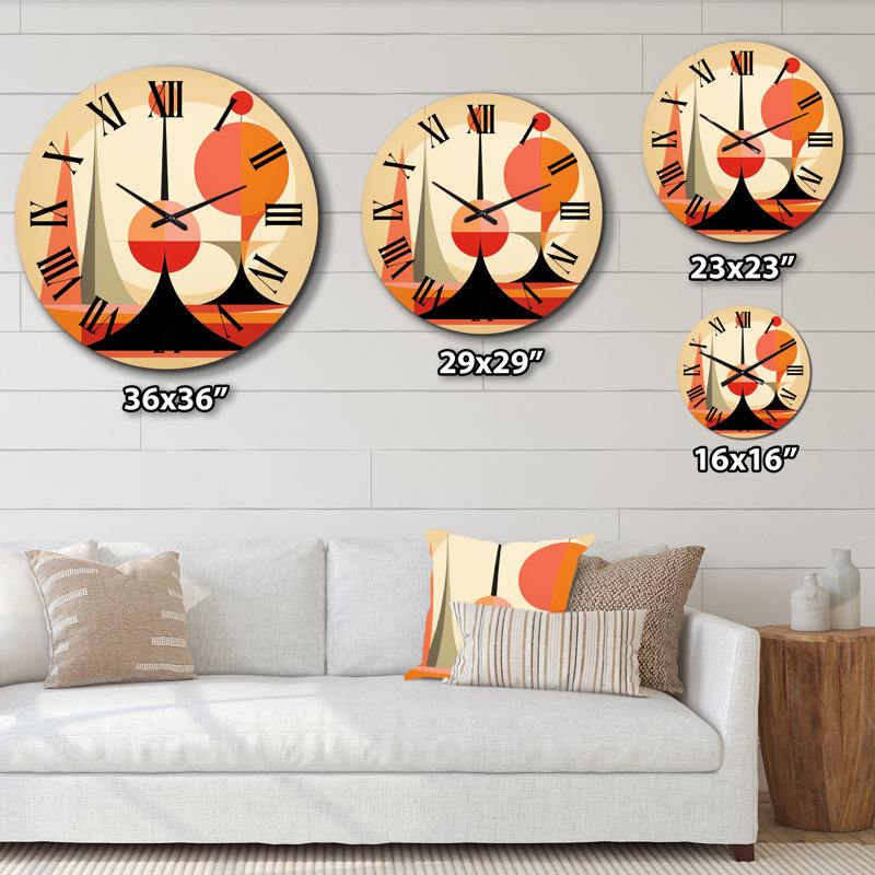 Pleine horloge murale Mid-Century, Grand